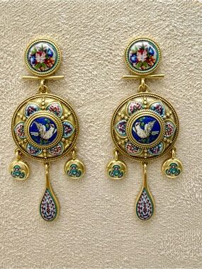 Victorian Style Bird drop Pierced earrings